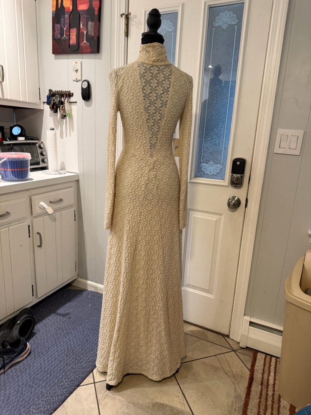 Free People Cream Textured‎ Long-Sleeve Lace Maxi Dress - Picture 2 of 7